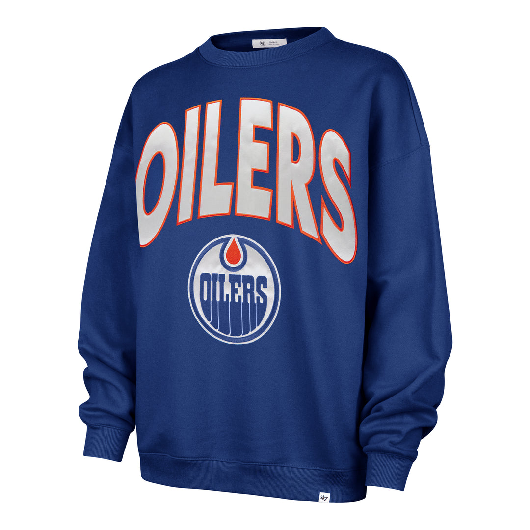 Edmonton Oilers Women's '47 Extra Innings Blue Oversized Crewneck Sweatshirt