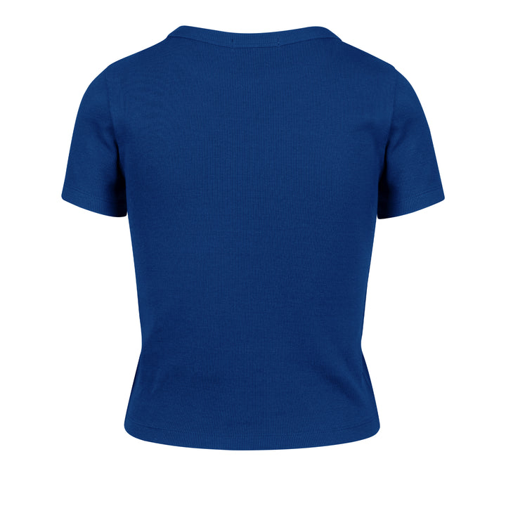 Edmonton Oilers Women's '47 Micro Emblem Royal Cropped T-Shirt