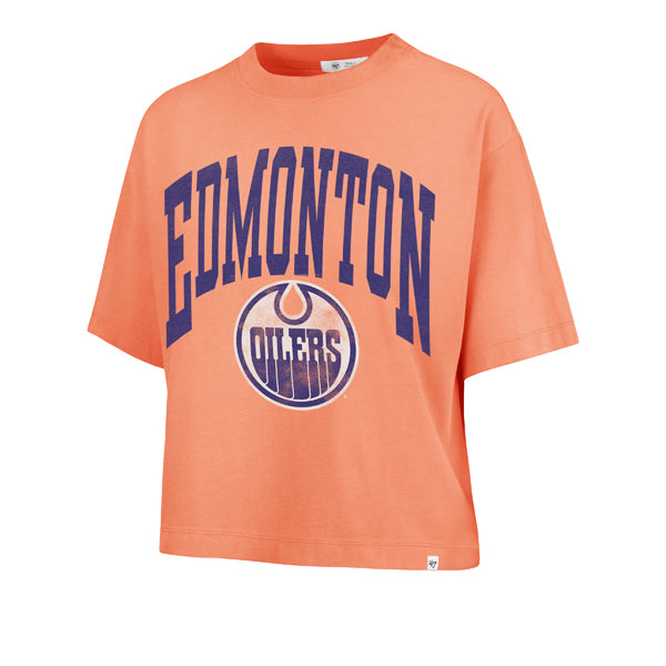 Edmonton Oilers Women's '47 Shale Montauk Orange Boxy Cropped T-Shirt