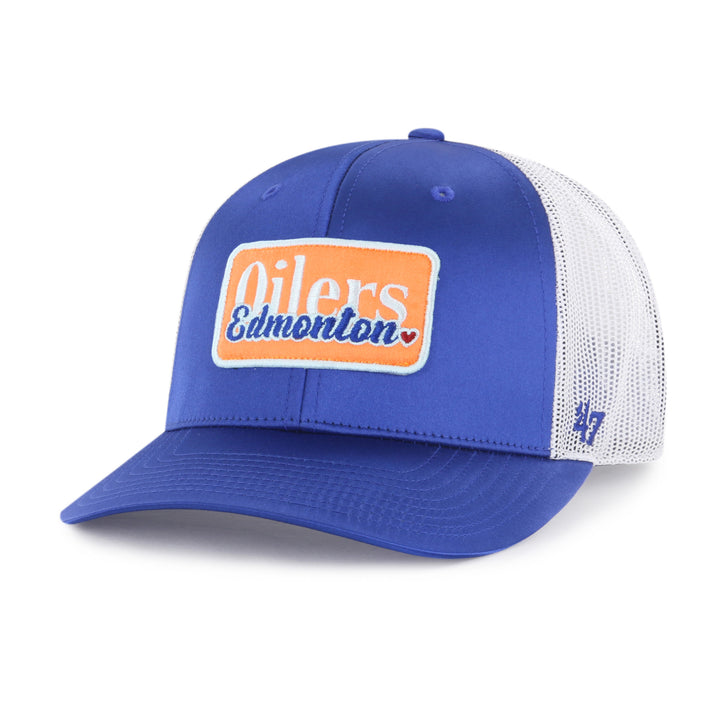 Edmonton Oilers Women's '47 With Love Blue Mesh Trucker Snapback Hat