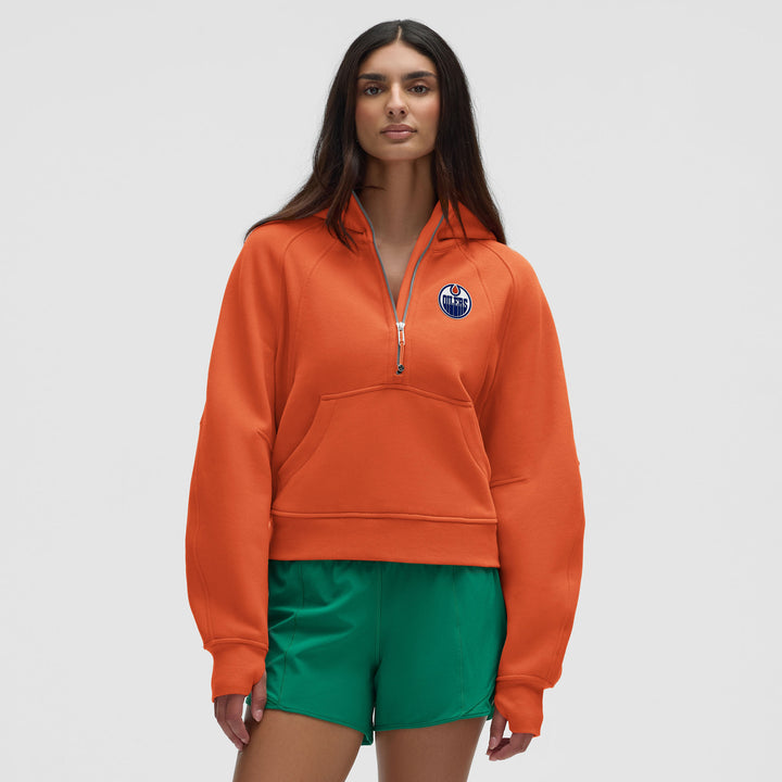 Edmonton Oilers Women's lululemon Scuba Oversized Half-Zip Orange Hoodie