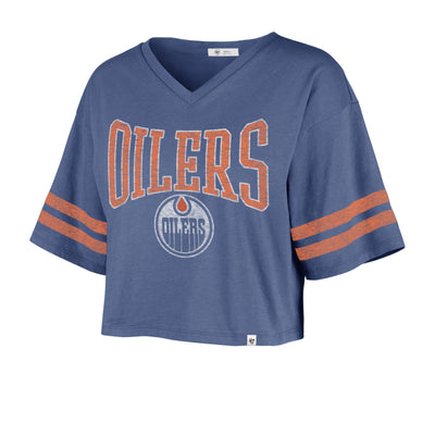 Edmonton Oilers Women's '47 Fanfare Sporty Cropped Blue T-Shirt