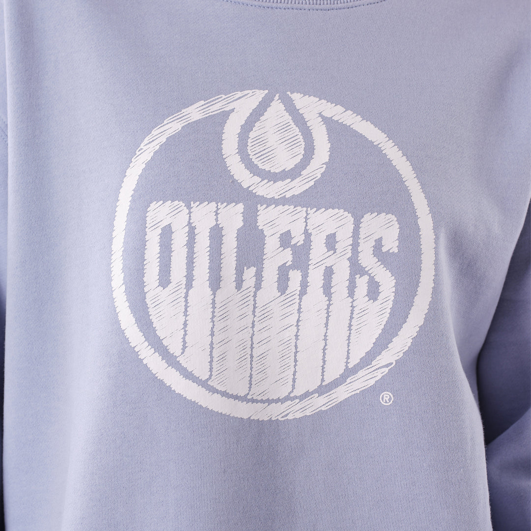 Edmonton Oilers Women's 22Fresh Scribble Sky Blue Crewneck Sweatshirt