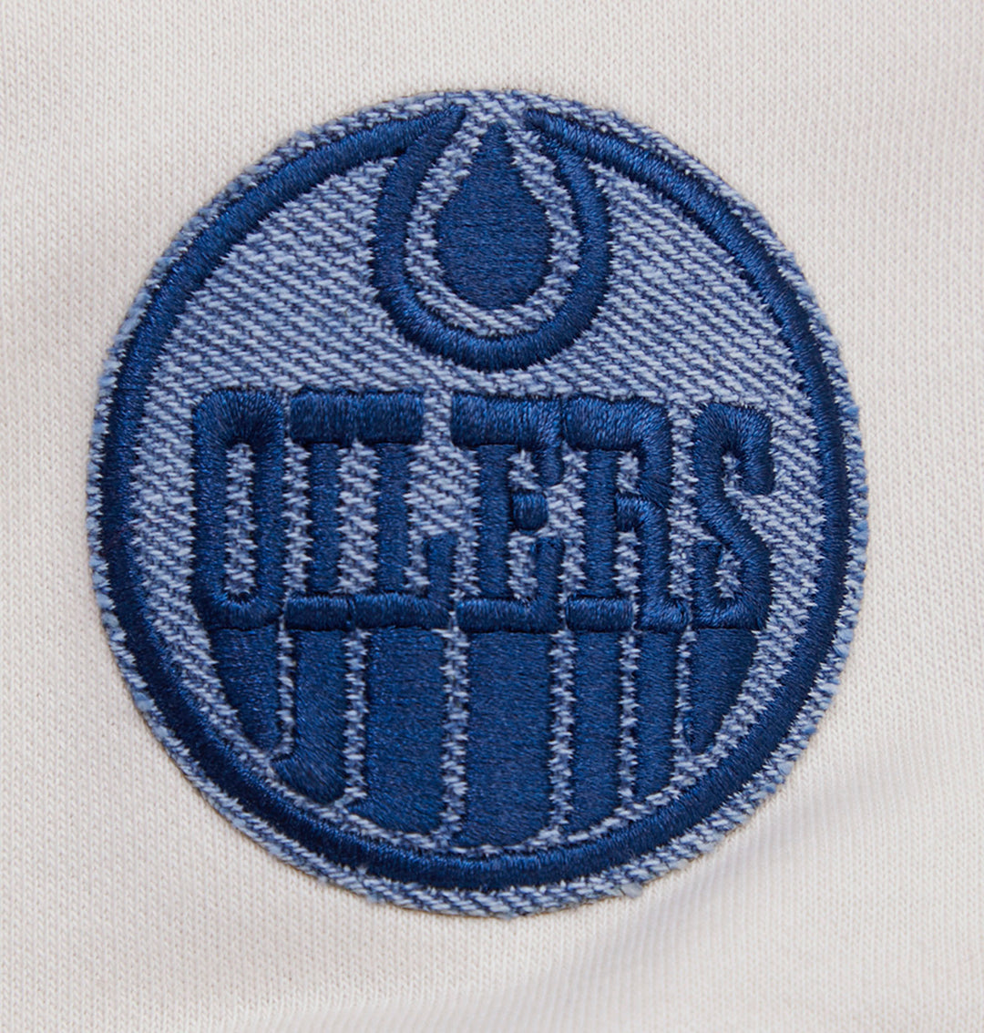 Edmonton Oilers Women's Pro Standard Varsity Blues Cream Boxy Cropped Crewneck Sweatshirt