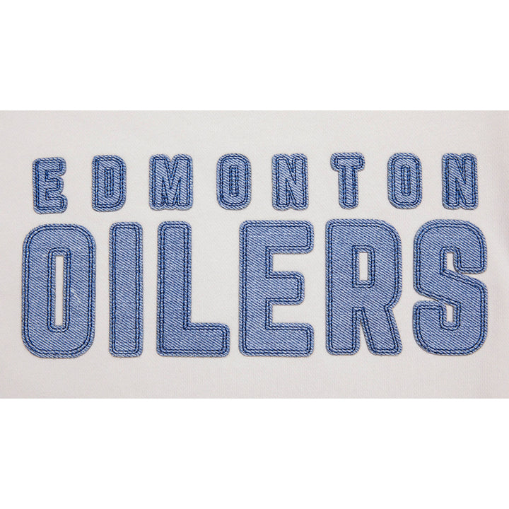 Edmonton Oilers Women's Pro Standard Varsity Blues Cream Boxy Cropped Crewneck Sweatshirt
