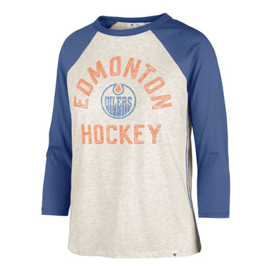 Edmonton Oilers Women's '47 Retro Ava Raglan Long Sleeve White T-Shirt