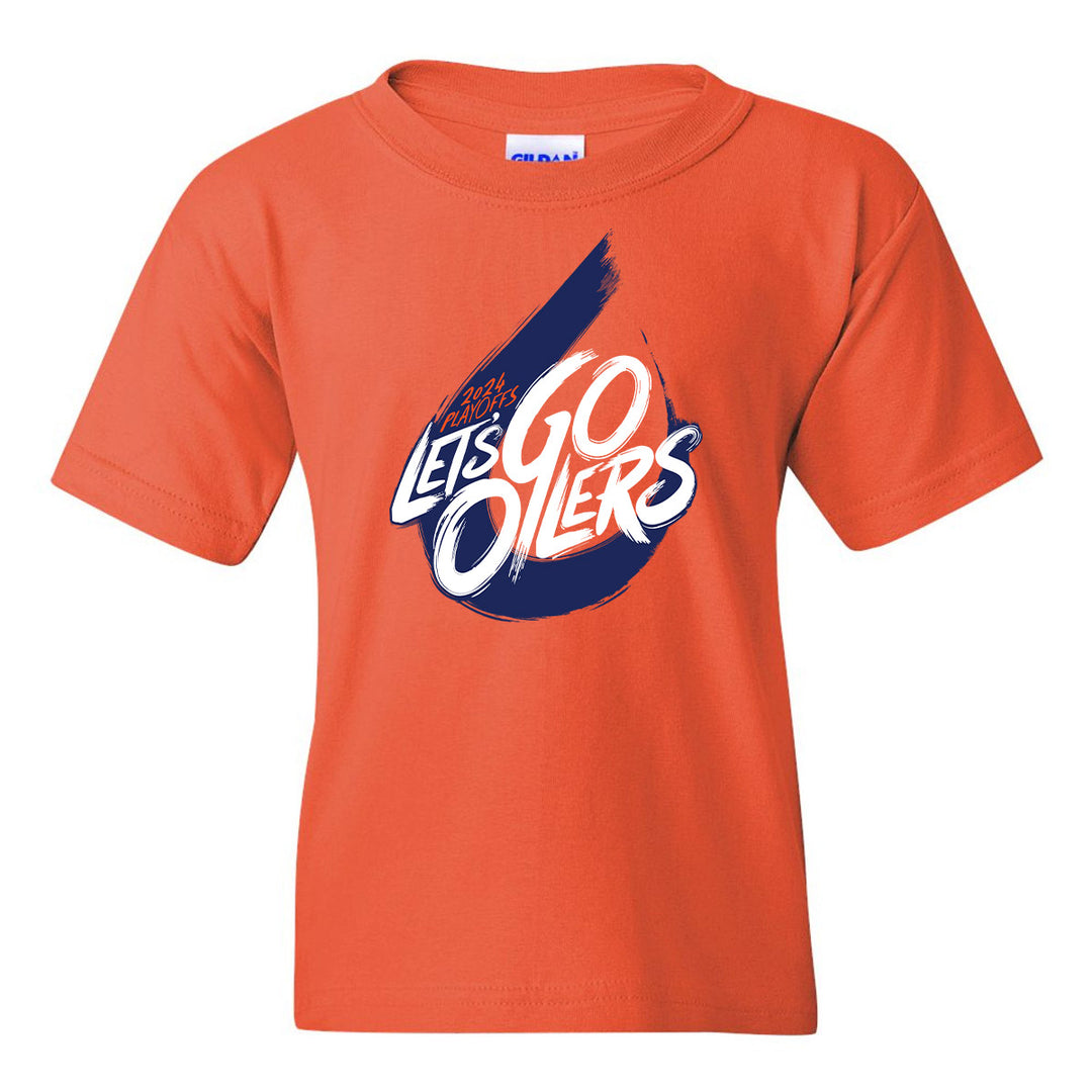 Edmonton Oilers Youth 2024 Stanley Cup Playoffs "Let's Go Oilers" Orange T-Shirt