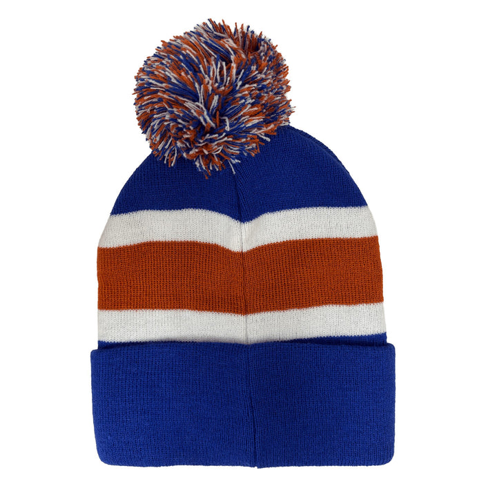 Edmonton Oilers Youth American Needle Blue Striped Toque w/ Pom