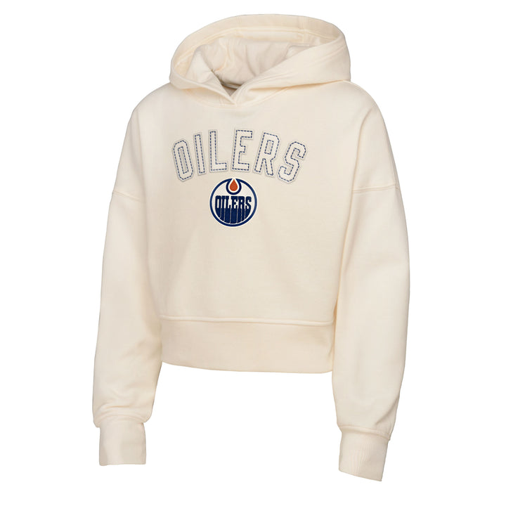 Edmonton Oilers Youth Blitz Oversized Cream Hoodie