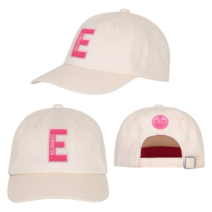 Edmonton Oilers Youth Girls Outerstuff Cream & Pink Unstructured Adjustable Hat