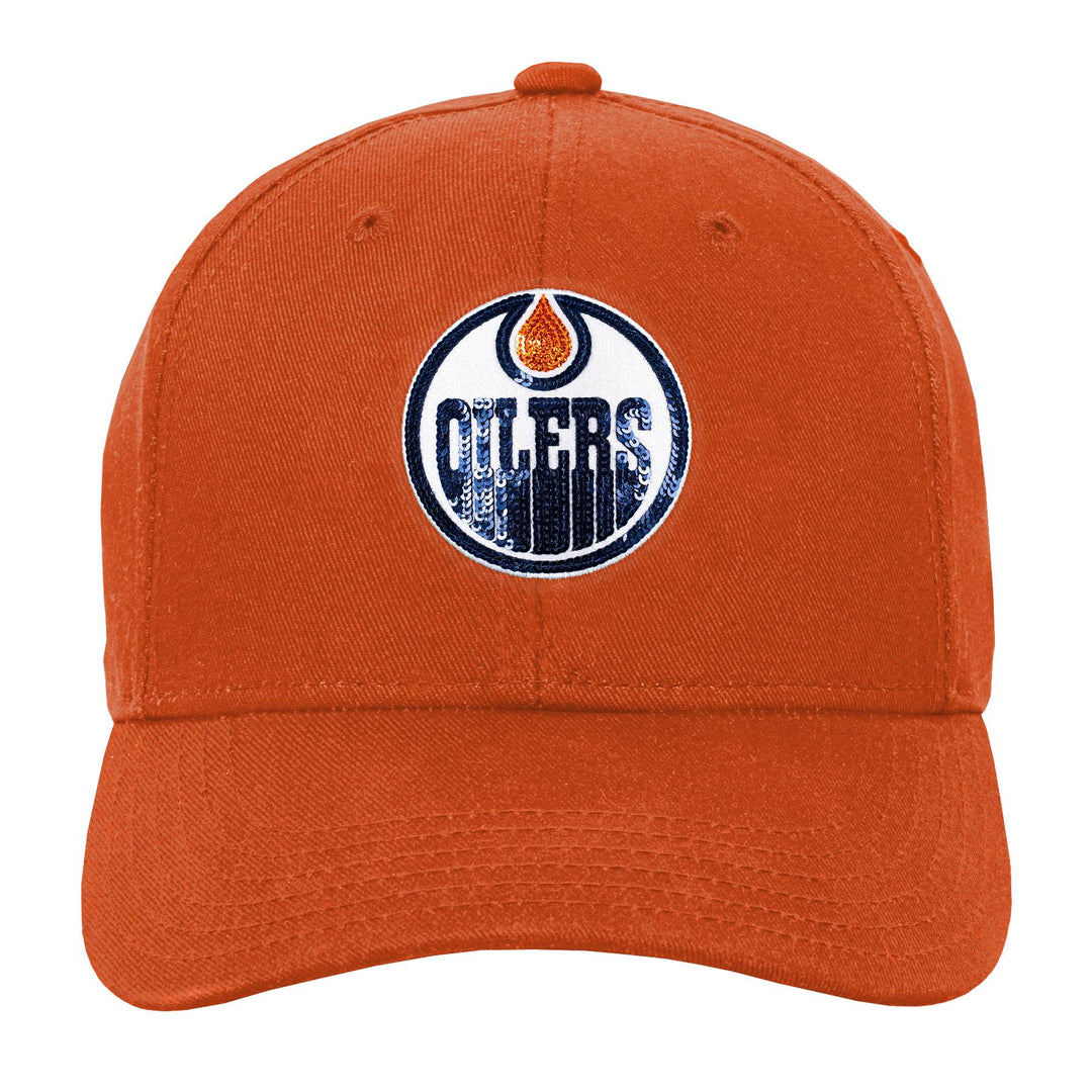 Edmonton Oilers Youth Girls Outerstuff Orange Puck Luck Unstructured Adjustable Hat