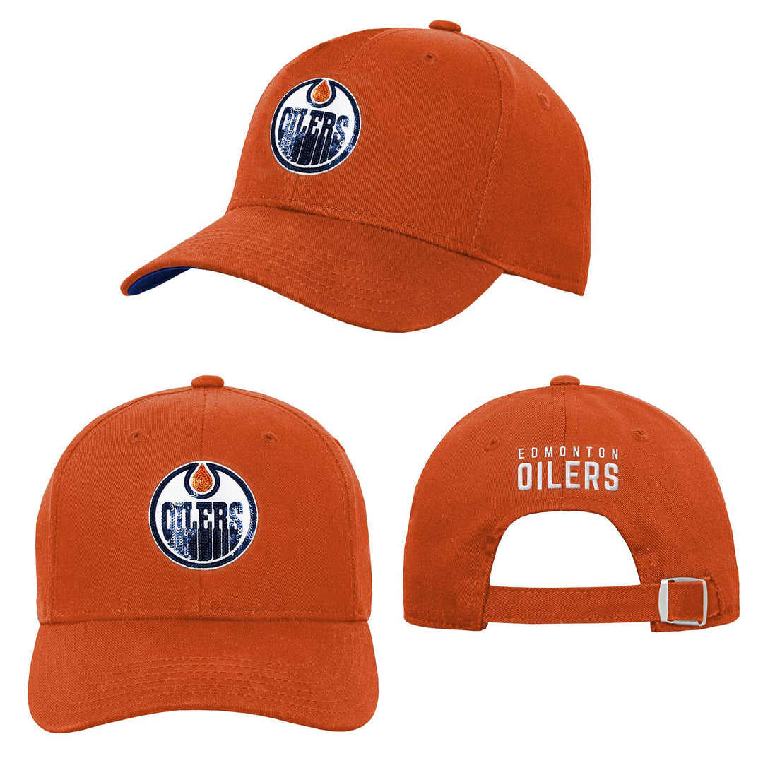 Edmonton Oilers Youth Girls Outerstuff Orange Puck Luck Unstructured Adjustable Hat