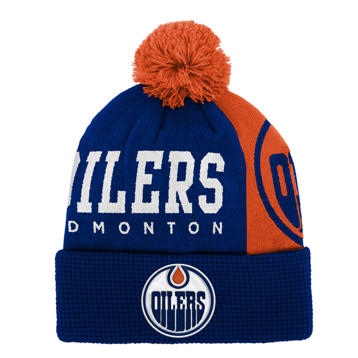 Edmonton Oilers Youth Outerstuff Blue Impact Cuffed Knit Toque w/ Pom