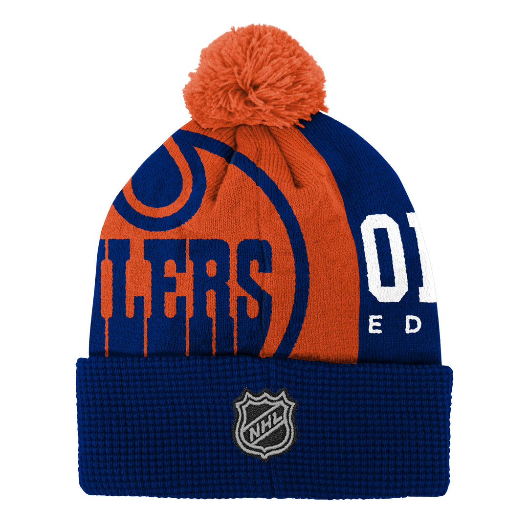 Edmonton Oilers Youth Outerstuff Blue Impact Cuffed Knit Toque w/ Pom