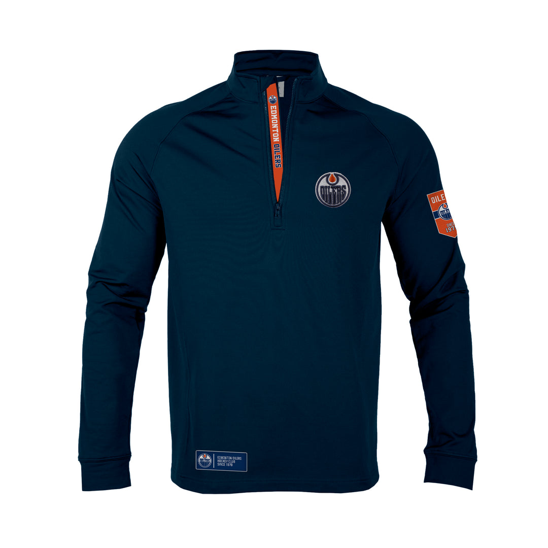 Edmonton Oilers Youth Jr Calibre Quarter-Zip Navy Sweatshirt