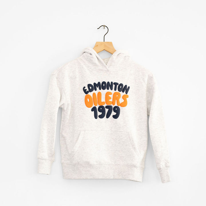 Edmonton Oilers Youth Line Change Puff Print Grey Hoodie