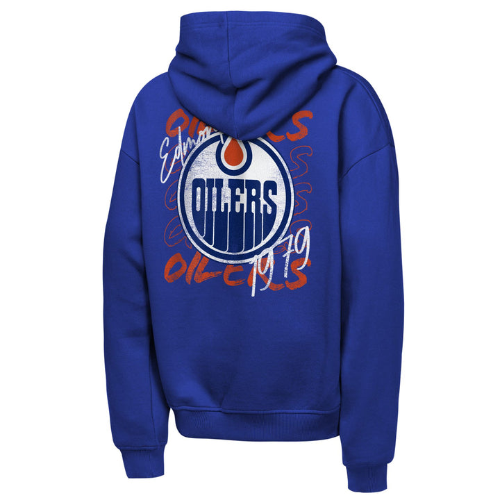 Edmonton Oilers Youth Mitchell & Ness Back Splash Blue Hoodie
