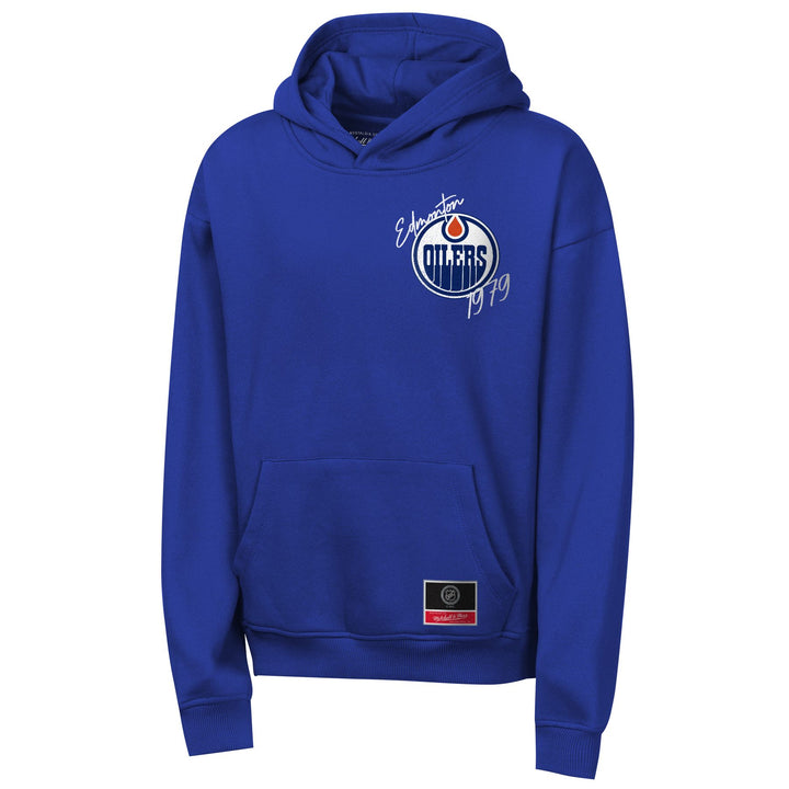 Edmonton Oilers Youth Mitchell & Ness Back Splash Blue Hoodie
