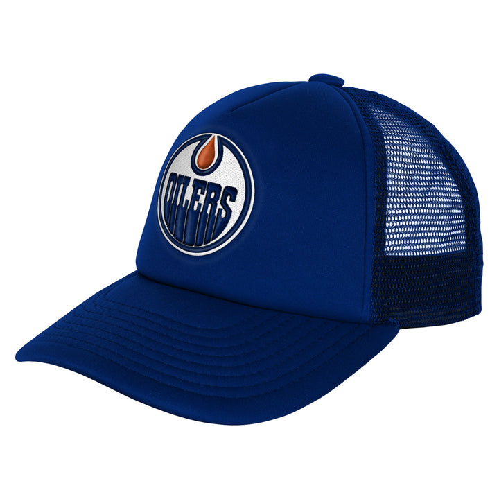 Edmonton Oilers Youth Mitchell & Ness Blue Mesh Snapback Hat