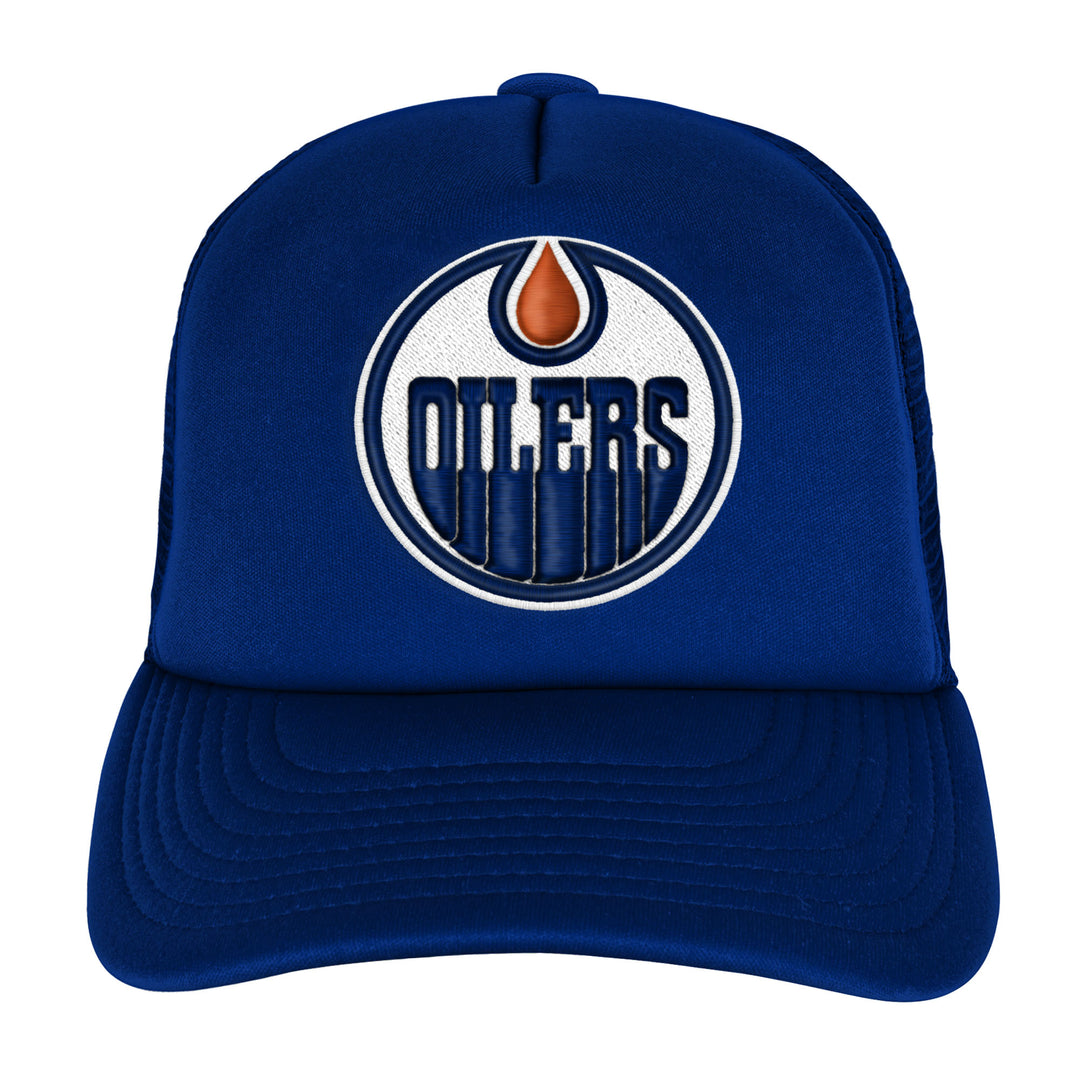 Edmonton Oilers Youth Mitchell & Ness Blue Mesh Snapback Hat