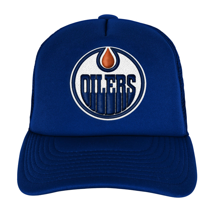 Edmonton Oilers Youth Mitchell & Ness Blue Mesh Snapback Hat