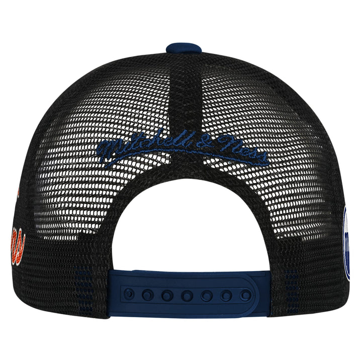 Edmonton Oilers Youth Mitchell & Ness Blue & White Hunter Foam Mesh Trucker Snapback Hat