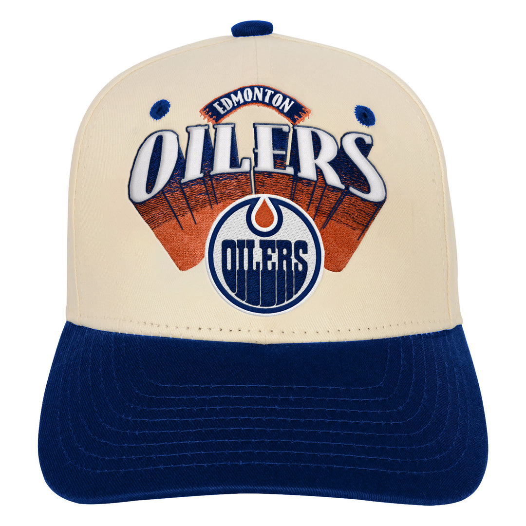 Edmonton Oilers Youth Mitchell & Ness Cream Horizon Pro Crown Snapback Hat