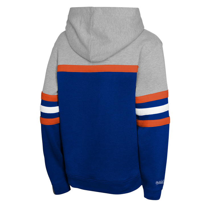 Edmonton Oilers Youth Mitchell & Ness Grey & Navy Head Coach Hoodie
