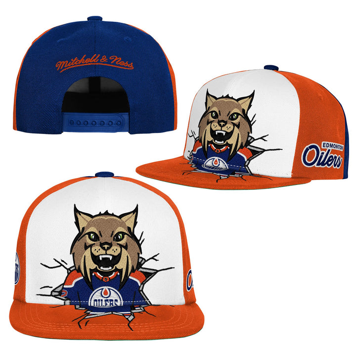 Edmonton Oilers Youth Mitchell & Ness White & Orange Hunter Snapback Hat
