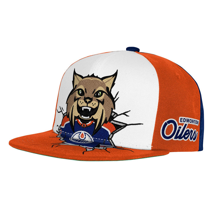 Edmonton Oilers Youth Mitchell & Ness White & Orange Hunter Snapback Hat