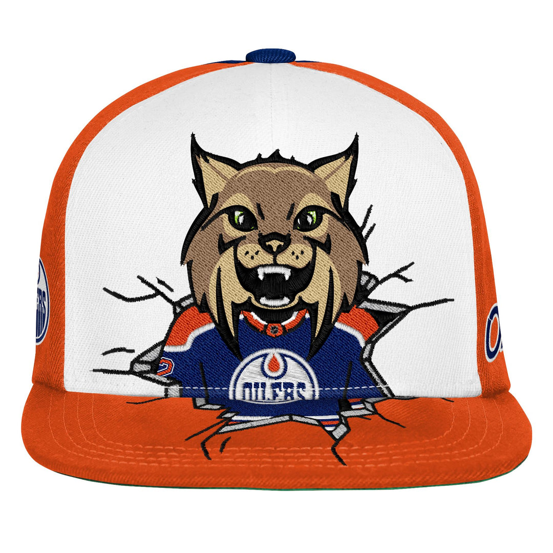 Edmonton Oilers Youth Mitchell & Ness White & Orange Hunter Snapback Hat