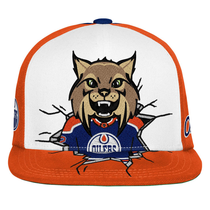 Edmonton Oilers Youth Mitchell & Ness White & Orange Hunter Snapback Hat