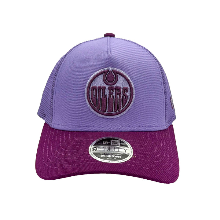 Edmonton Oilers Youth New Era Color Pack Sky Purple 9FORTY M-Crown Trucker Snapback Hat