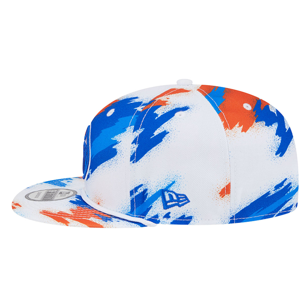 Edmonton Oilers Youth New Era White & Blue Paint 9FIFTY Snapback Hat