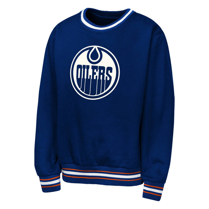 Edmonton Oilers Youth Outerstuff Balanced Offense Blue Crewneck Sweatshirt