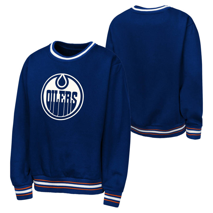Edmonton Oilers Youth Outerstuff Balanced Offense Blue Crewneck Sweatshirt
