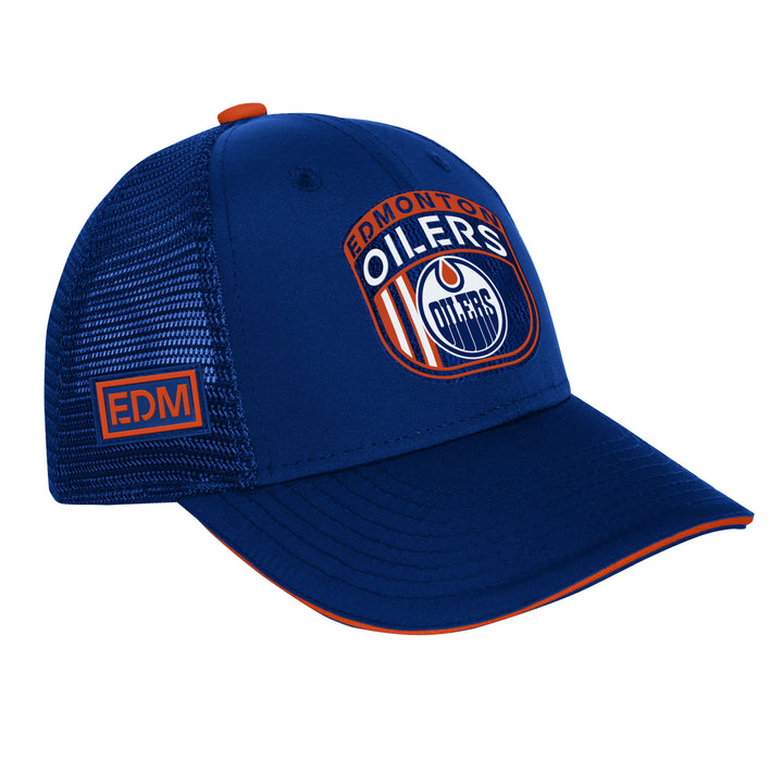 Edmonton Oilers Youth Outerstuff Blue 2024 NHL Draft Pro On Stage Snapback Trucker Hat