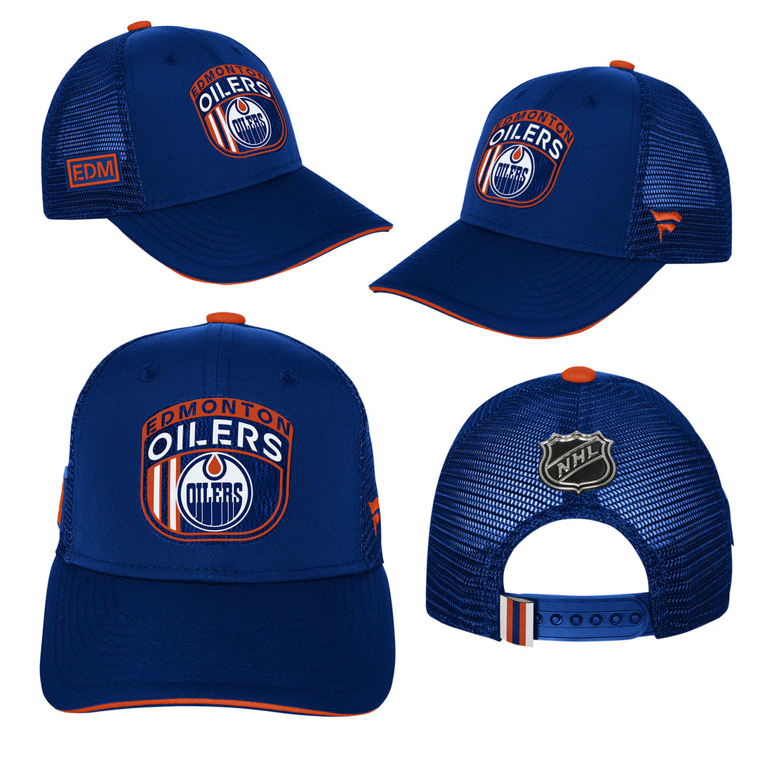 Edmonton Oilers Youth Outerstuff Blue 2024 NHL Draft Pro On Stage Snapback Trucker Hat
