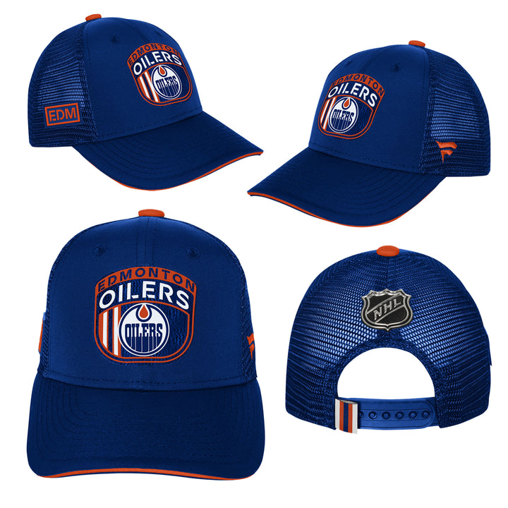 Edmonton Oilers Youth Outerstuff Blue 2024 NHL Draft Pro On Stage Snapback Trucker Hat