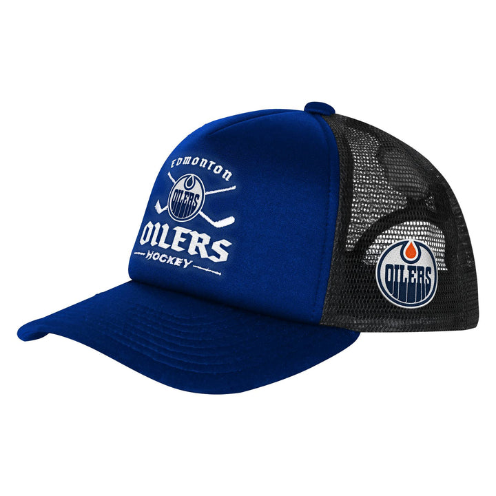 Edmonton Oilers Youth Outerstuff Blue Power Up Foam Trucker Snapback Hat