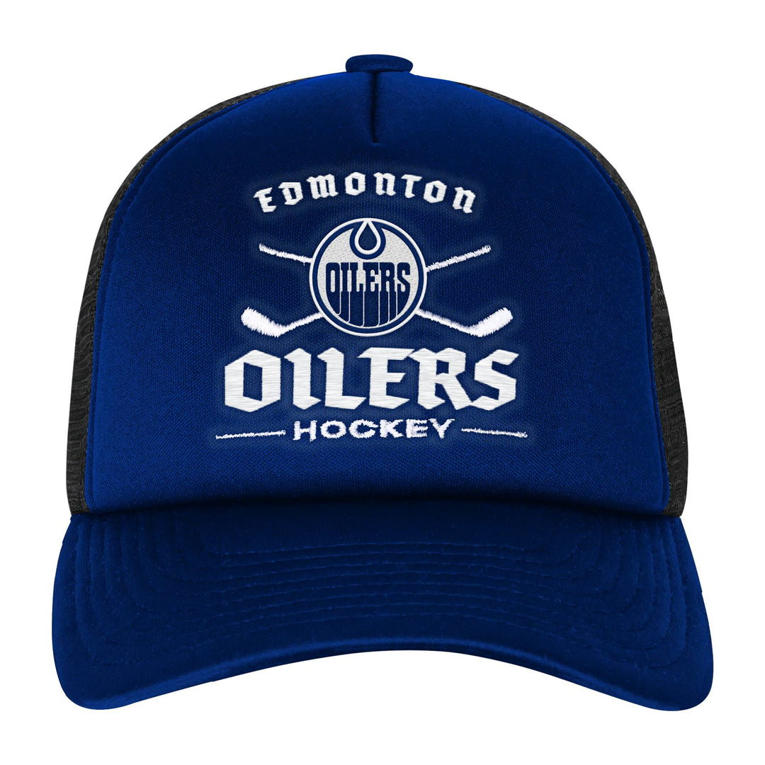 Edmonton Oilers Youth Outerstuff Blue Power Up Foam Trucker Snapback Hat