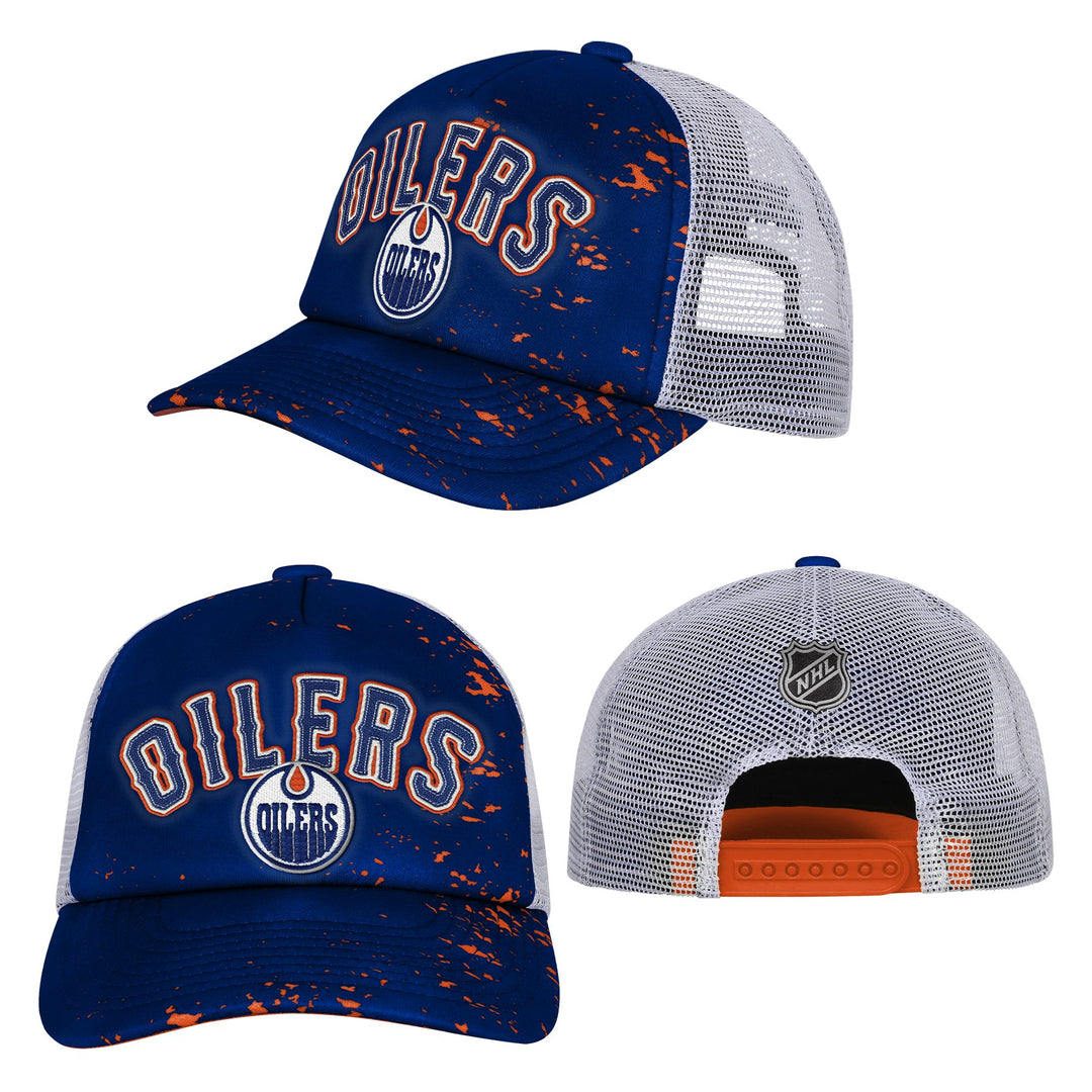 Edmonton Oilers Youth Outerstuff Blue Top Player Foam Snapback Hat