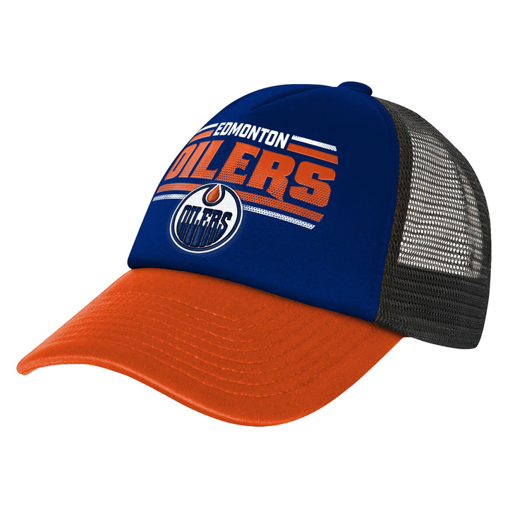 Edmonton Oilers Youth Outerstuff Blue & Orange Foam Meshback Snapback Hat