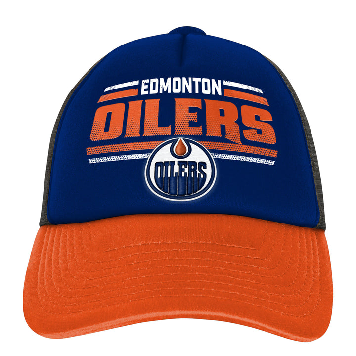 Edmonton Oilers Youth Outerstuff Blue & Orange Foam Meshback Snapback Hat