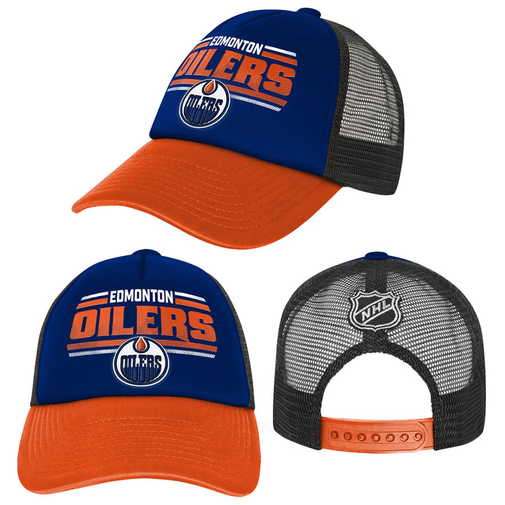 Edmonton Oilers Youth Outerstuff Blue & Orange Foam Meshback Snapback Hat