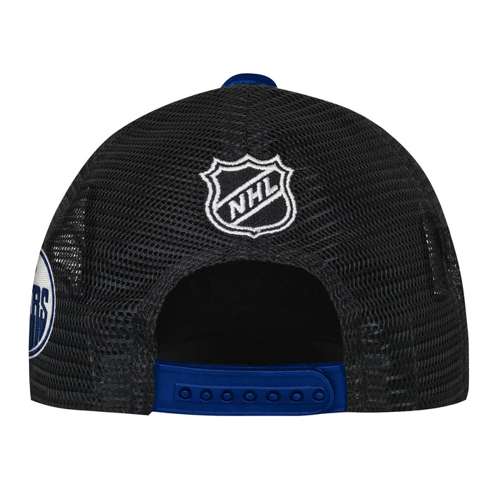Edmonton Oilers Youth Outerstuff Blue & White Unique Foam Trucker Snapback Hat