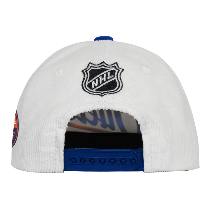 Edmonton Oilers Youth Outerstuff Cream & Blue Alternate Logo Rope Corduroy Snapback Hat
