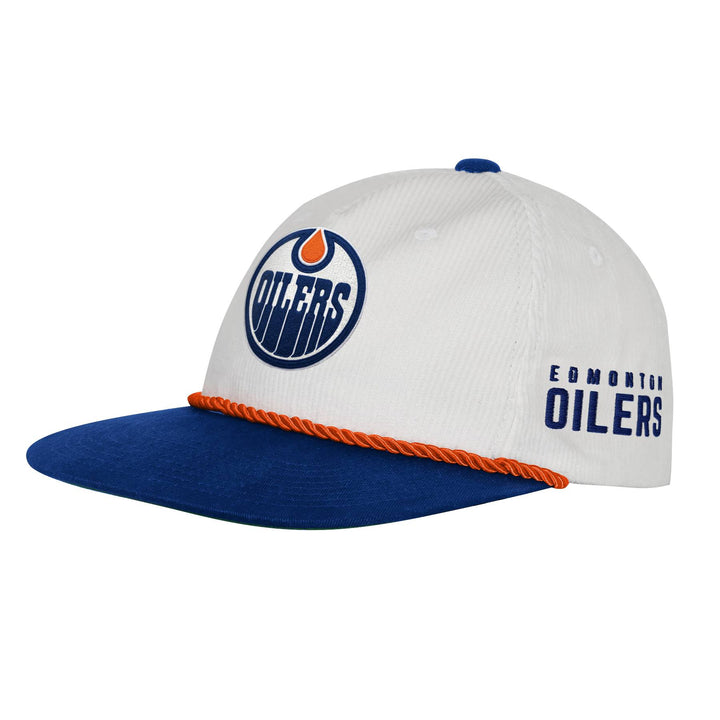 Edmonton Oilers Youth Outerstuff Cream & Blue Rope Corduroy Snapback Hat