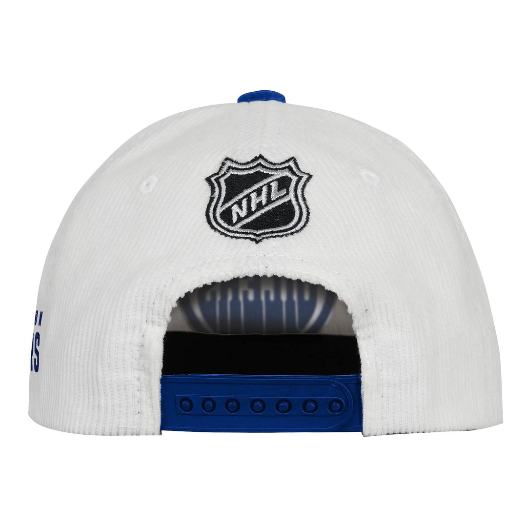 Edmonton Oilers Youth Outerstuff Cream & Blue Rope Corduroy Snapback Hat