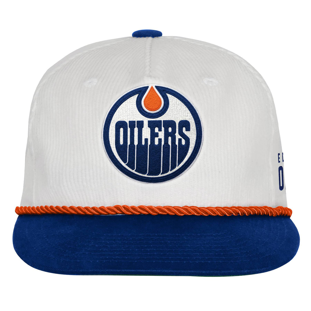 Edmonton Oilers Youth Outerstuff Cream & Blue Rope Corduroy Snapback Hat